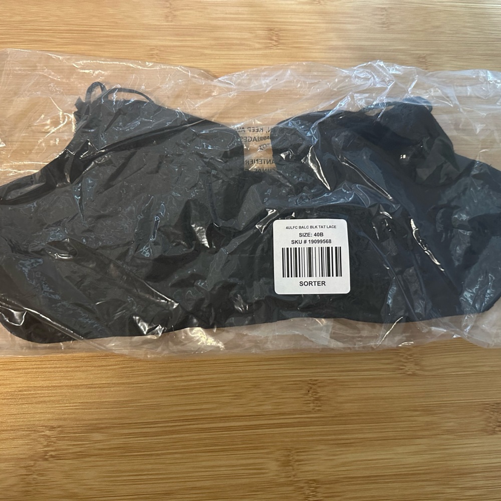 Black balconette unlined tattoo lace bra
